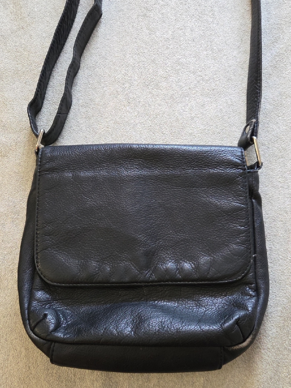 Classic Black Leather Crossbody Bag
